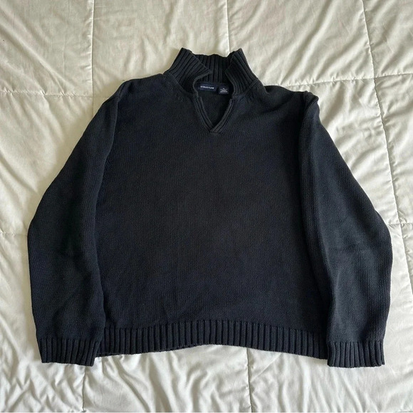 Vintage Black Ribbed Knit Sweater - Picture 1 of 5